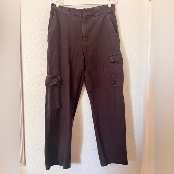 Tna Ladies Large Dark Brown Cargo Pants Straight Leg Utility Pockets Belt Loops - Picture 3 of 12